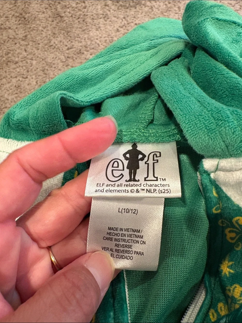 ELF Green & Yellow Hooded Elf Onesie pjs